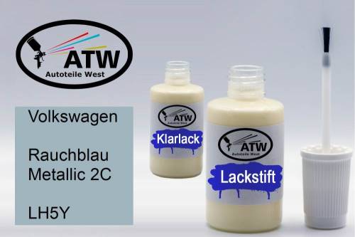 Volkswagen, Rauchblau Metallic 2C, LH5Y: 20ml Lackstift + 20ml Klarlack - Set, von ATW Autoteile West.